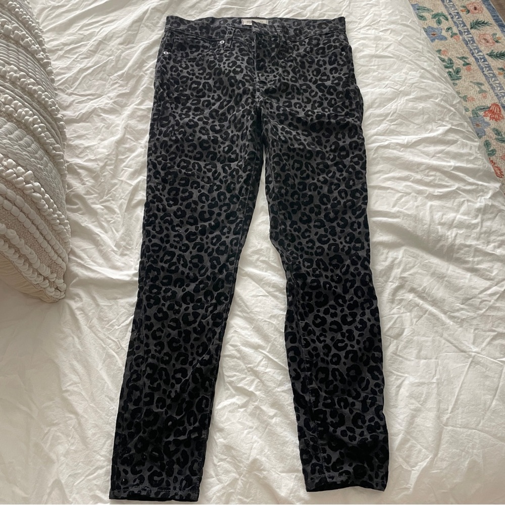Madewell Mid Rise Leopard Print Skinny Jeans, size 29